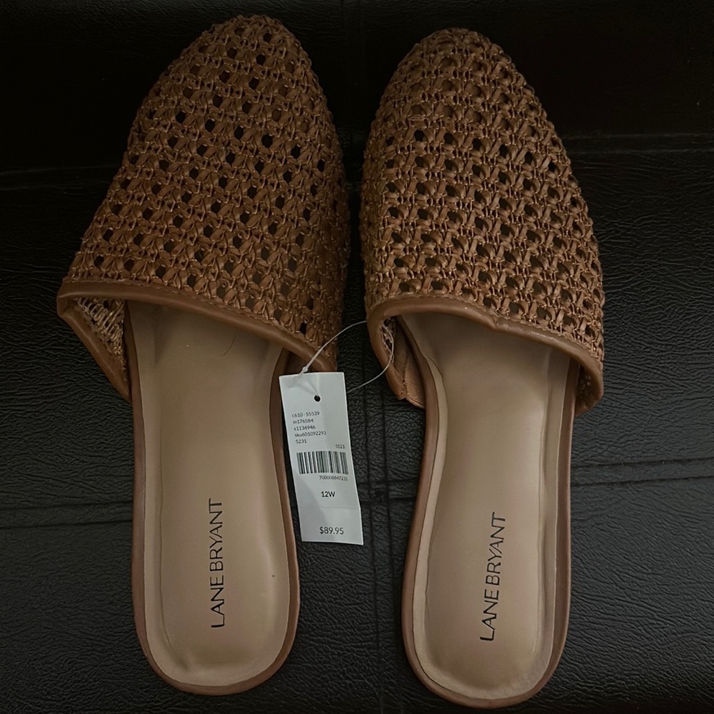 NWT Lane Bryant 12W Crochet Slip on Mule Shoes